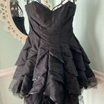 Camille La Vie  Black short puff y toille sequin prom dress formal 10 Photo 0