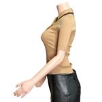 NAKEDCASHMERE Austria Ribbed Polo, Bare Black, XS Tan Photo 8