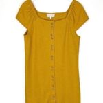 Madewell  cotton yellow nubby Texture & Thread button cap sleeve dress size M Photo 0