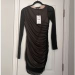 ZARA  Women’s Mixed Tulle Dress Small Black Mesh Overlay Long Sleeve Cocktail NWT Photo 6
