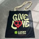 Lucky Brand  “GIVE LOVE” Reusable Tote Bag Peace Go Green Reduce Reuse Recycle Photo 0