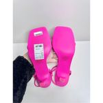 AQUA Sandals Womens Size 9 Square Toe Pink Raffia Detail Slip On Heel NEW Photo 10