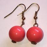 Elegant Coral Color Boho Ball Drop Earrings Pink Photo 3