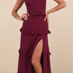 LULU’S Sincerely Poised Plum Purple Backless Bustier Tiered Maxi Dress Red Size M Photo 0