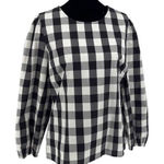 J. Crew Womens Puff Sleeve Oversized Gingham Top Black & White Size 6 Photo 0