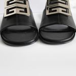 Givenchy New  4G Black Leather Silver Logo Slides Photo 8