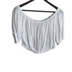 Elan Boutique Women CropTop M White Scoop Neck Short Sleeve Gauzey Beachy Resort NEW Photo 9