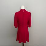 Free People Dress Be My Baby Ruched Mini Flutter Sleeves Covered Button Back Red Photo 8