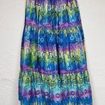 Vintage 90s Jane Ashley Purple Blue Green Tiered Maxi Skirt Womens S Festival Photo 0