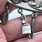 Vintage Pewter tea lovers brooch by J.J. Silver Photo 2