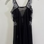 Black Sheer Babydoll Mesh Embroidered Lingerie Top Size M Nightie Lolita Goth Size M Photo 5