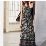 Garnet Hill Dark Floral Sleeveless Maxi Dress Cinch Waist Faux Wrap Top Scoop L Photo 11