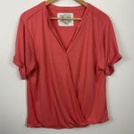 Saturday Sunday Anthropologie Amy Surplice Salmon Short Sleeve Top Photo 0