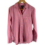J.Crew Crinkle Gingham Pink Purple Button Up Boy Cut Shirt Size 2 Photo 2