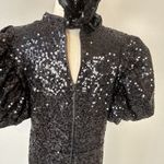 Tuckernuck  Black Shimmer Sequin Perris Maxi Midi Dress Size XXL Puff Sleeve Bow Photo 5