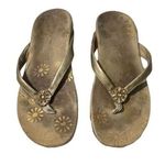 Vionic Womens Gold Floral Flip-Flops With Embellished Strap Size 8 Comfortable A Photo 0