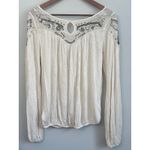 Free People Yummy Slub Ivory Beaded Embellished Women's Shirt XS Boho Photo 5