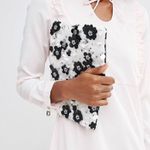 ASOS mono floral embellished zip top clutch bag - black & white Photo 1