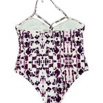 4/$25 BUNDLE SALE! PURPLE WATERCOLOR HALTER ONE PIECE SWIM SUIT WITH CUTOUT! White Size 2X Photo 3