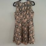 Adrianna Papell  lace dress w/crystal brooch.Dusty pink w gray/black,peephole S14 Photo 6