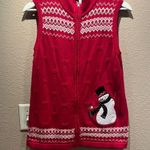 Christopher & Banks  Women’s Zip Up Sweater Vest Snowman Appliqué Size Medium Photo 1