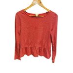 J.Crew 100% Cotton Candy Cane Red & White Striped Ruffle Hem Top Blouse Small Photo 9