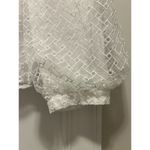 ZARA  White High Neck Blouse with Layer Embroidered Puff 3/4 Sleeves Size Medium Photo 4