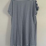 Sonoma Navy Blue White Striped Mini T-shirt Dress Casual Stretch Comfy Summer Photo 2
