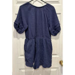 Knox Rose Navy Double Cotton Gauze Short Sleeve V-Neck Tassel Romper Size Large Photo 7