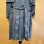 7 For All Mankind Blue Lightweight Gunflap Front Tie Trench Coat Jacket Size L Photo 3