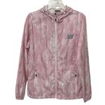 New Balance Pink Marbled Hooded Raincoat Full Zip Jacket Womens Size Medium Photo 0