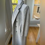 Vintage Bert Newman Petites Gray White Check Wool Full Length Dress Coat Sz 10P Photo 1