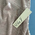 Eliza J NWT Sequin Neutral Blush Ruffled A-Line Asymmetric Ruffle Hem Dress Photo 5