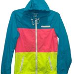 Aeropostale Windbreaker Jacket, Neon Blue, Pink and Yellow, Full Zip, Women’s M Photo 0