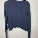 Blue Oversized Cropped Thermal Shirt Top ? Large Photo 0