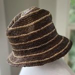 Eddie Bauer Brown Tan Striped Bucket Hat Sun Hat Fisherman Aesthetic Photo 1
