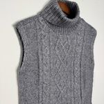 Olivia Sky cowl neck fringe cable knit sweater vest gray size L NWT Photo 2
