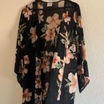 Siren Lily  Maternity | Black Floral Sheer Kimono Size Large Photo 3