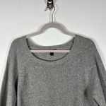 J.Crew Sweater Womens Size Large Grey Wool Crew Neck Ribbed Leather Patch Elbow Photo 2