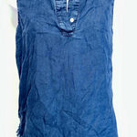 DL1961 ‎ V Neck Collared Sleeveless Raw Hem Chambray 100% Lycocell Top EUC Size S Photo 0