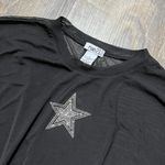 Rue 21 2000s Y2k  Rhinestone Star Black Mesh‎ Long Sleeve Top Large Photo 1