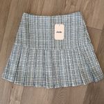 Elodie Revolve Chic Tweed Clueless Blue Pleated Girly Wool Blend Mini Skirt S Photo 1