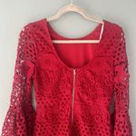 The Clothing Company Crochet Cherry Red Mini-dress with Bell Sleeves Photo 5