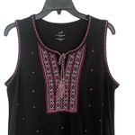 J.Jill Womens Medium Embroidered Sleeveless Knit Sun Dress Tassel Boho Festival Photo 1