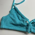 Aerie • NWT Shimmery Crinkle Lace Up Scoop Bikini Top “Springs” Turquoise Blue Photo 4