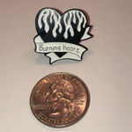 Burning Heart Flames Fun Funky Y2K Boho Scatter Pin Black Photo 3