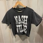Cute washed black western block print Nashville crop top t Photo 0