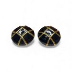 Vintage Courreges Paris Black Enamel And Gold Tone Earrings Clip On Photo 2