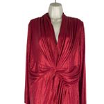 Tadashi Shoji  Metallic Long Sleeve Evening Gown Deep Red Size XXL Photo 6
