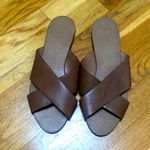 ALDO saddle brown leather slides Photo 0
